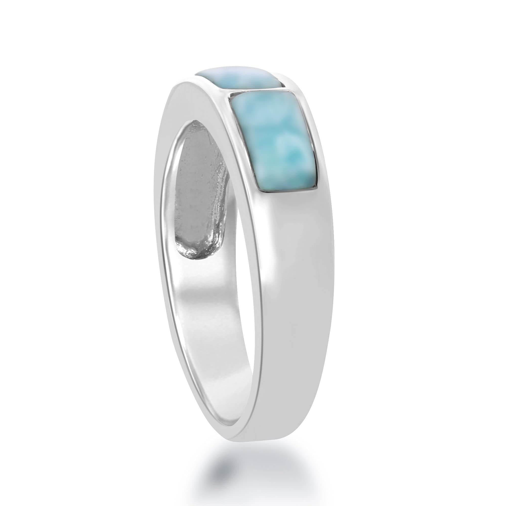 Sterling Silver Larimar Band Ring-6