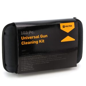 HILTEX 61087 Universal Hand Gun Cleaning Kit, 103 Piece, Storage Case, Maintenance Brushes & Mops to Clean Rifle Parts, Rods, Pistol Parts, & Shotgun Parts in Most Firearms, 9mm Handguns & 22 Rifles