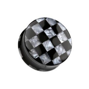 marble checker double flared wildklass ear gauge plug (sold as pairs)