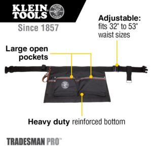 Klein Tools 5244 Tool Apron, Tape Thong and Four Reinforced Pockets for Hand Tools, Waist Size 32 to 53-Inch