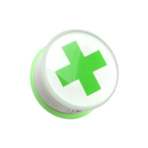 green cross toxic emergency single flared wildklass ear gauge plug (sold as pairs)