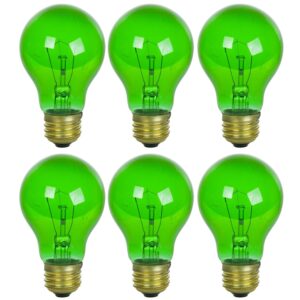 Sunlite Incandescent 25 Watt A19 Green Transparent Light Bulb 6 Pack