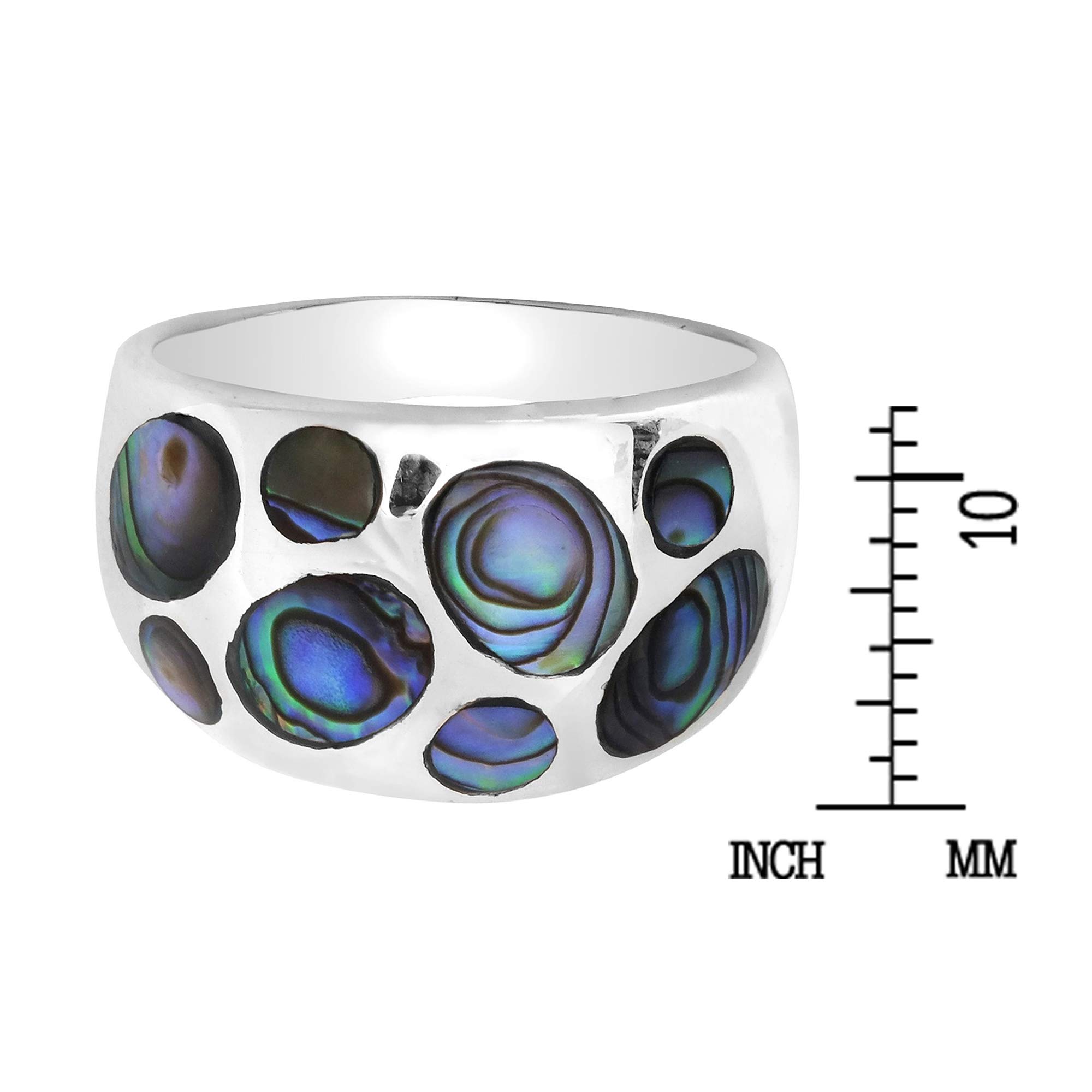 AeraVida Modern Bubble Dot Dome Abalone Shell Sterling Silver Ring (8)