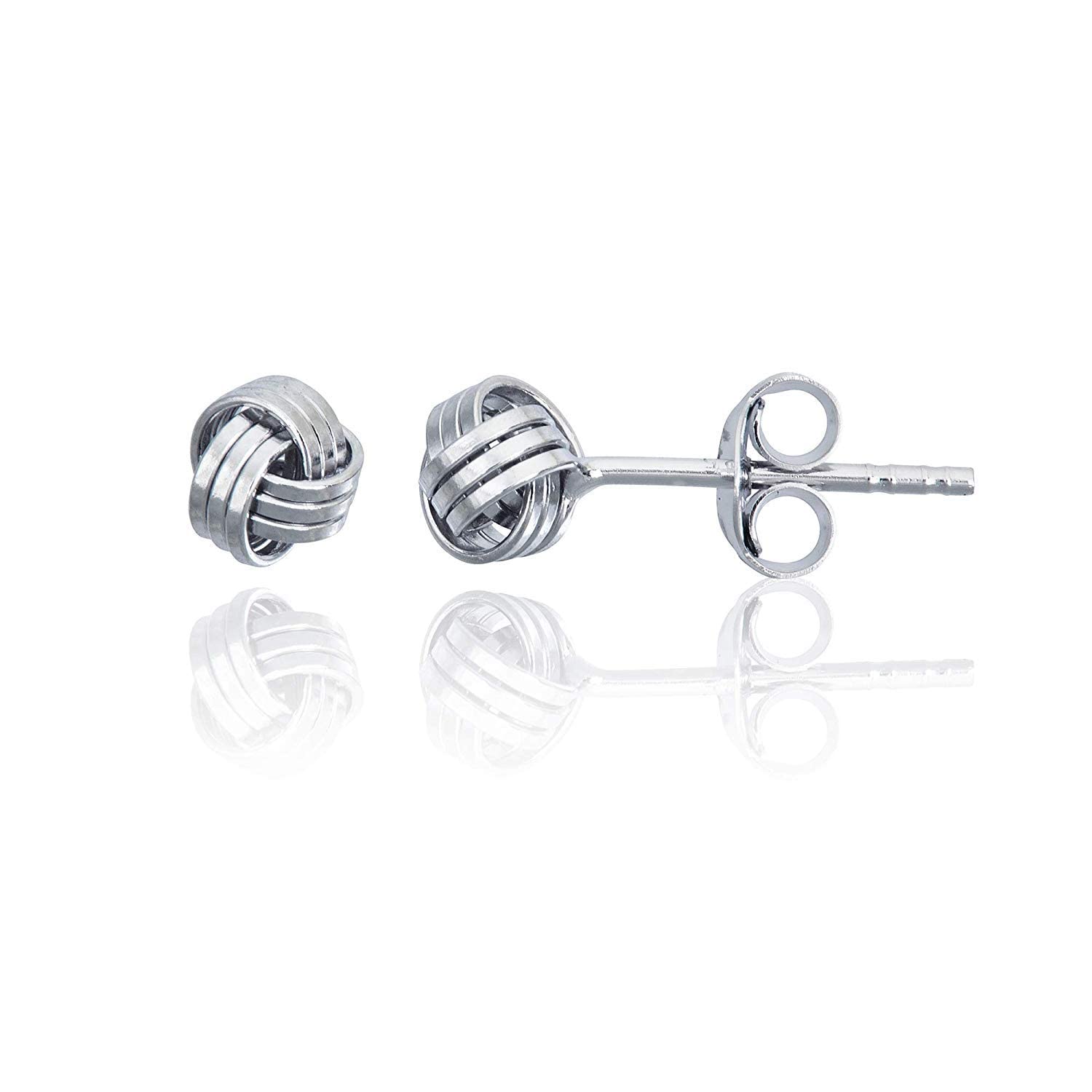 Solid 925 Sterling Silver 5mm Love Knot Stud Earrings for Women | Hypoallergenic Sterling Silver | Classic Love Knot Twist | Secure Friction Back Closure | High Polished Earrings