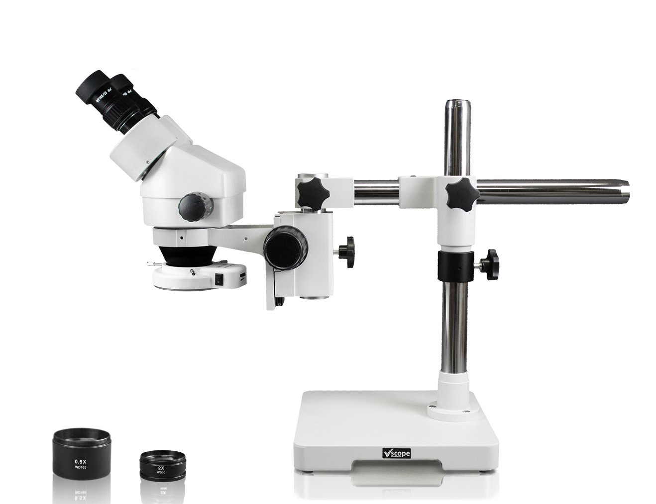 Vision Scientific VS-3EZ-IFR07 Binocular Zoom Stereo Microscope | 10x WF Eyepiece | 0.7X—4.5X Zoom, 3.5X—90x Magnification, 0.5X & 2X Auxiliary Lens