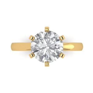 3 ct brilliant round cut clear simulated diamond 14k yellow gold solitaire statement ring size 6.5