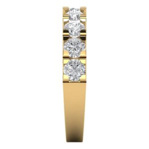 1.44 Carat Round Cut Zircon 14k Yellow Gold Stackable Designer Art Deco Everlasting Danity Statement Ring Band Sz 7.5