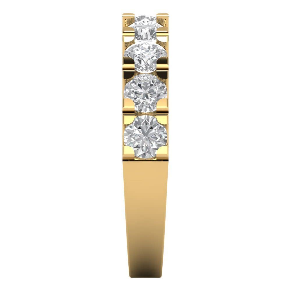 1.44 Carat Round Cut Zircon 14k Yellow Gold Stackable Designer Art Deco Everlasting Danity Statement Ring Band Sz 7.5