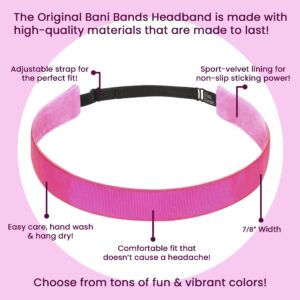 BaniBands Headbands for Women - Non Slip Adjustable Sports Head Bands - Made in USA - Perfect Headband for Active Women Stays in Place during Workout, Running, Yoga and More - Pink