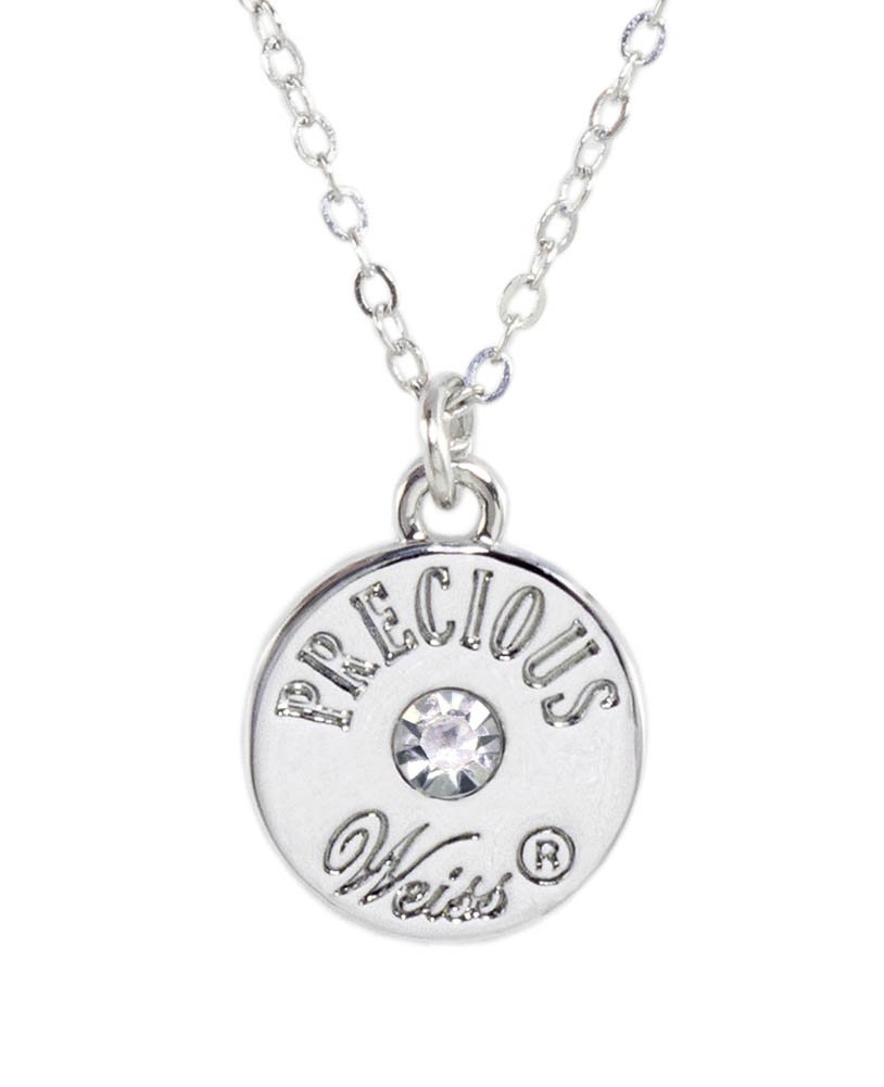 Weiss Monogram Necklace - with Crystal and Signature on Reverse, 18"-21" (T)