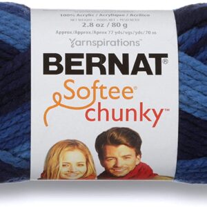 Bernat Softee Chunky Yarn Super Bulky #6, Denim Ombre, 3 Skeins