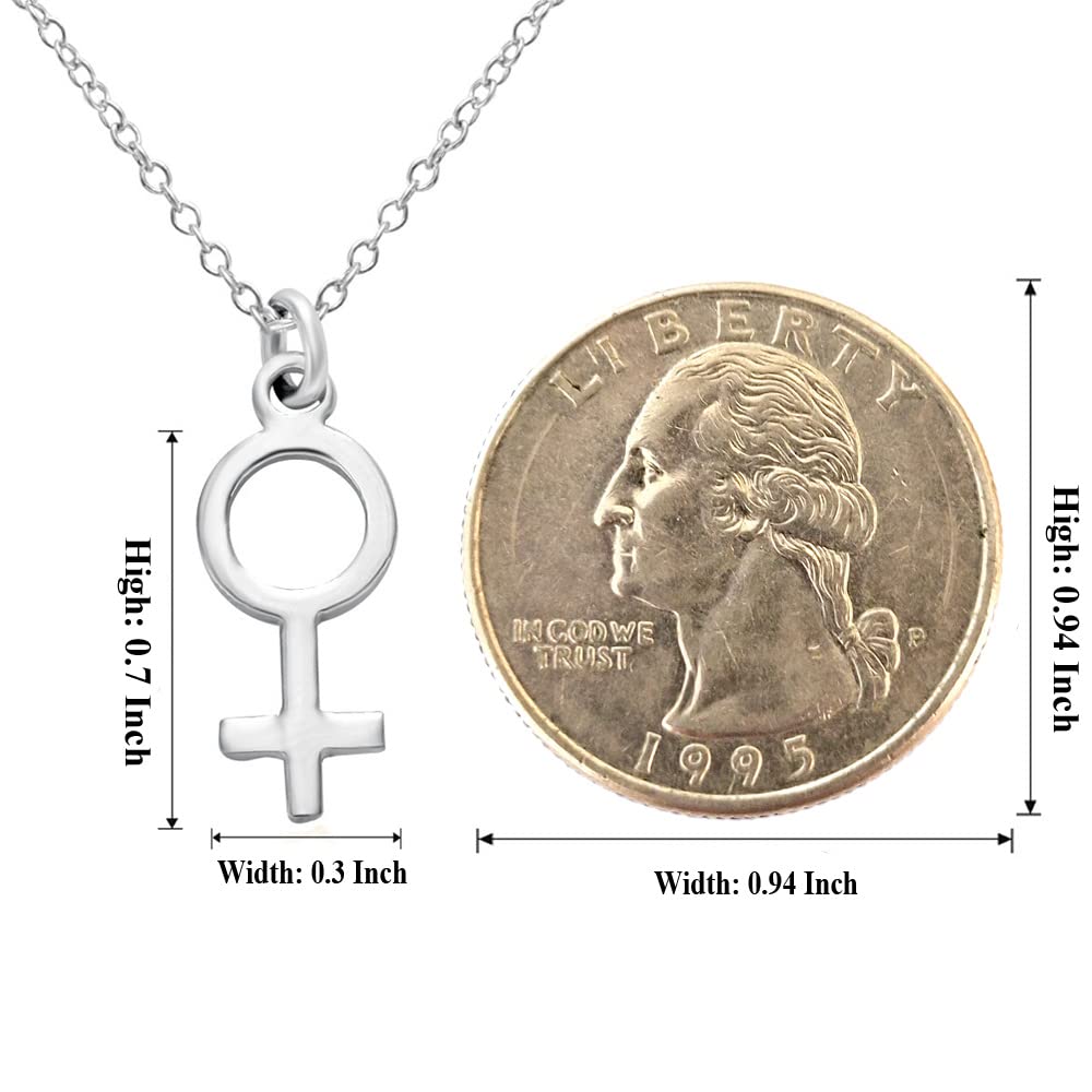 MANZHEN Simple Feminine Astrological Gender Symbol Necklace Stainless Steel 18 Inch (Hand Polished Stainless steel/Silver Look)