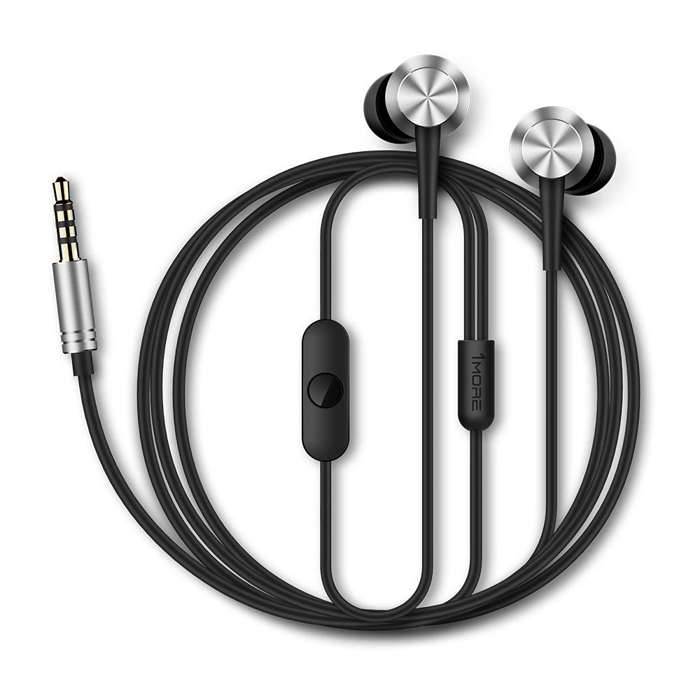 1MORE E1009-SV Piston Fit in-Ear Earphones Fashion Durable Headphones with 4 Color Options, Noise Isolation, Pure Sound, Phone Control with Mic for Smartphones/PC/Tablet, Silver