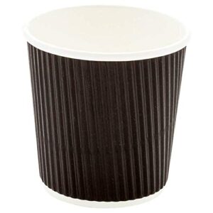 4 Ounce Disposable Coffee Cups, 25 Ripple Wall Hot Cups For Coffee - Lids Sold Separately, Rolled Rim, Black Paper Insulated Coffee Cups, For Hot Coffee, Tea, And More - Restaurantware