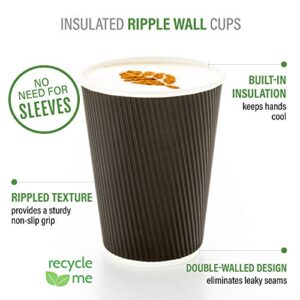 4 Ounce Disposable Coffee Cups, 25 Ripple Wall Hot Cups For Coffee - Lids Sold Separately, Rolled Rim, Black Paper Insulated Coffee Cups, For Hot Coffee, Tea, And More - Restaurantware