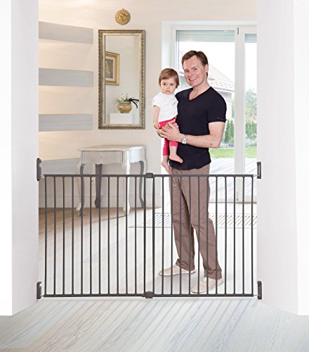 Dreambaby Broadway Extra-Wide Baby Safety GRO-Gate - with EZY Check Indicator Feature - Fits Openings 30-53 inches Wide - Charcoal - Model L2116