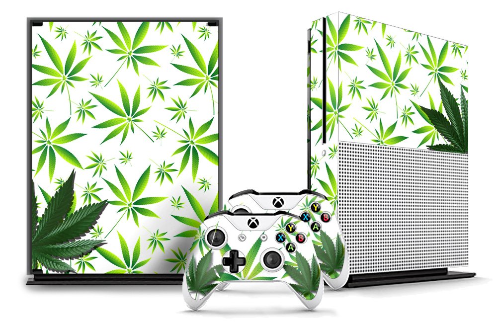 247 Skins Graphics kit Sticker Decal Compatible with Xbox One S and Wireless Controllers - Weeds White