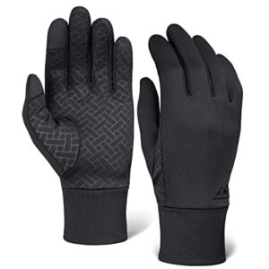 Tough Outdoors Running Gloves with Touch Screen - Black Winter Glove Liners for Texting, Cycling, Driving for Men & Women - Thin, Lightweight & Warm Cold Weather Thermal Sports Gloves