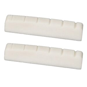 greenten 2 pcs 6 string electric bone nut cattle bone slotted replacement (43 x 6, unbleached)