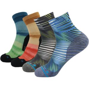 huso men's women's fashion odor resistant breathable cotton blend sports hiking socks 4 pairs os multicolor6