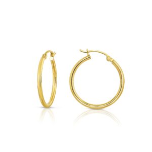 mcs jewelry 14 karat yellow gold classic hoop earrings (diameter: 25mm 30mm or 35mm) (diameter: 25mm)