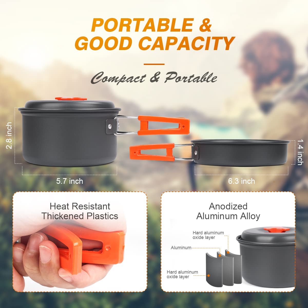 Bisgear 16pcs Camping Cookware Backpacking Stove Mess Kit – Camping Cooking Set - Camping Pots and Pans Set - Camping Accessories Equipment - Backpacking Supplies Survival Gear