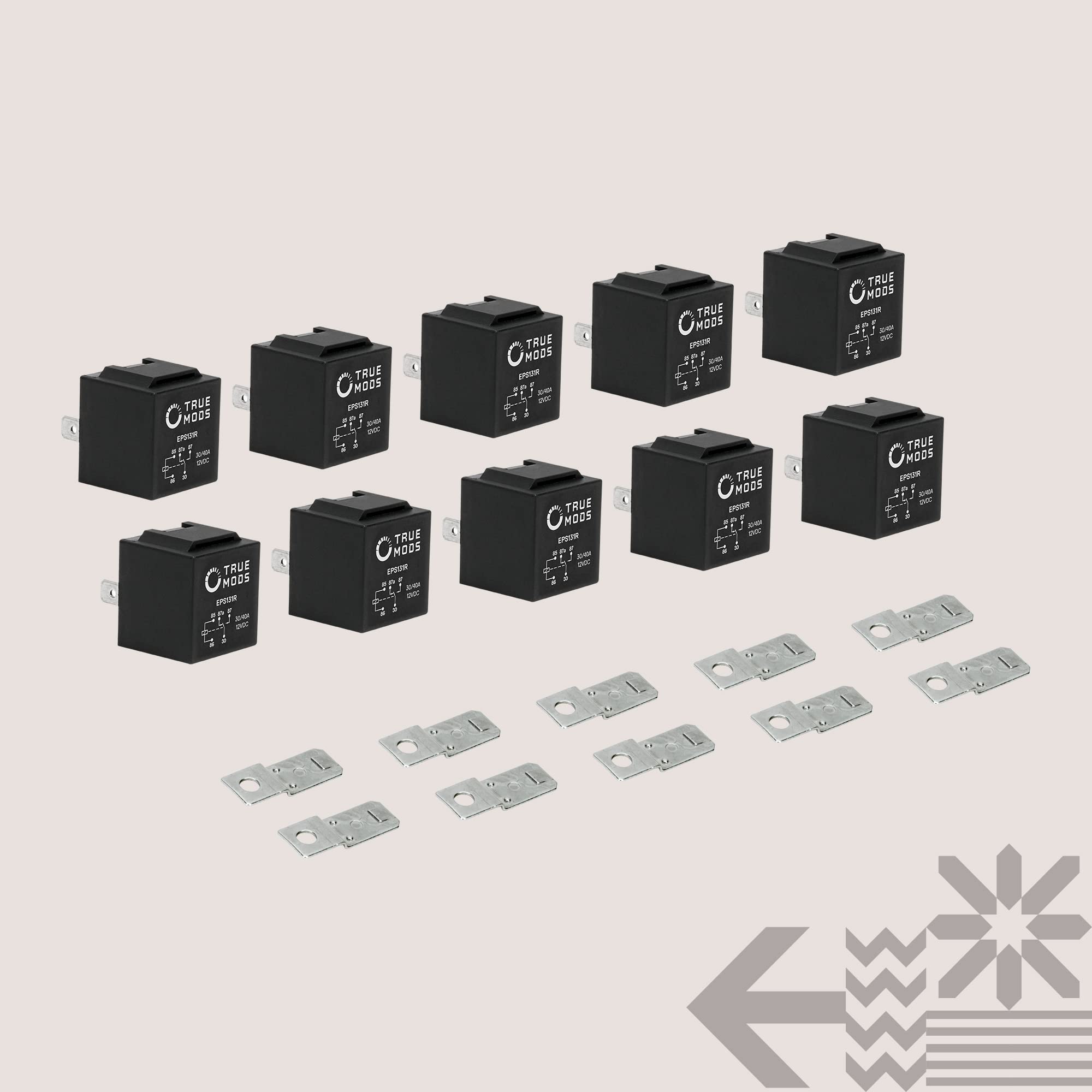 True Mods 10 Pack Bosch Style 5-Pin 12V Relay Switch [SPDT] [30/40 Amp] 12 Volt Automotive Relays for Auto Fan Cars