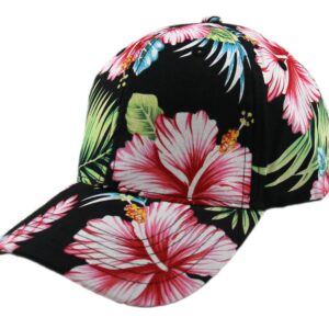 Floral Hawaiian Adjustable Snapback Hats Baseball Caps (Back/Curve)