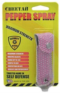 cheetah pepper spray for women self defense keychain (pink bling)