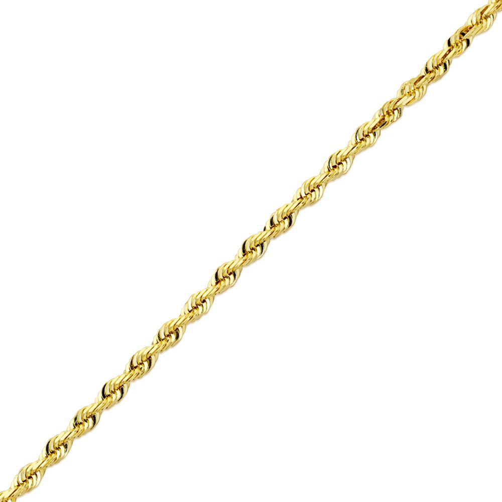 10K Yellow Gold 6mm 22" Diamond Cut Rope Chain Necklace with Lobster Lock