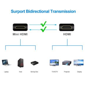 Rankie Mini HDMI to HDMI Cable, High Speed Supports Ethernet 3D and Audio Return (10 Feet)