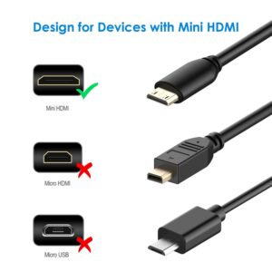 Rankie Mini HDMI to HDMI Cable, High Speed Supports Ethernet 3D and Audio Return (10 Feet)