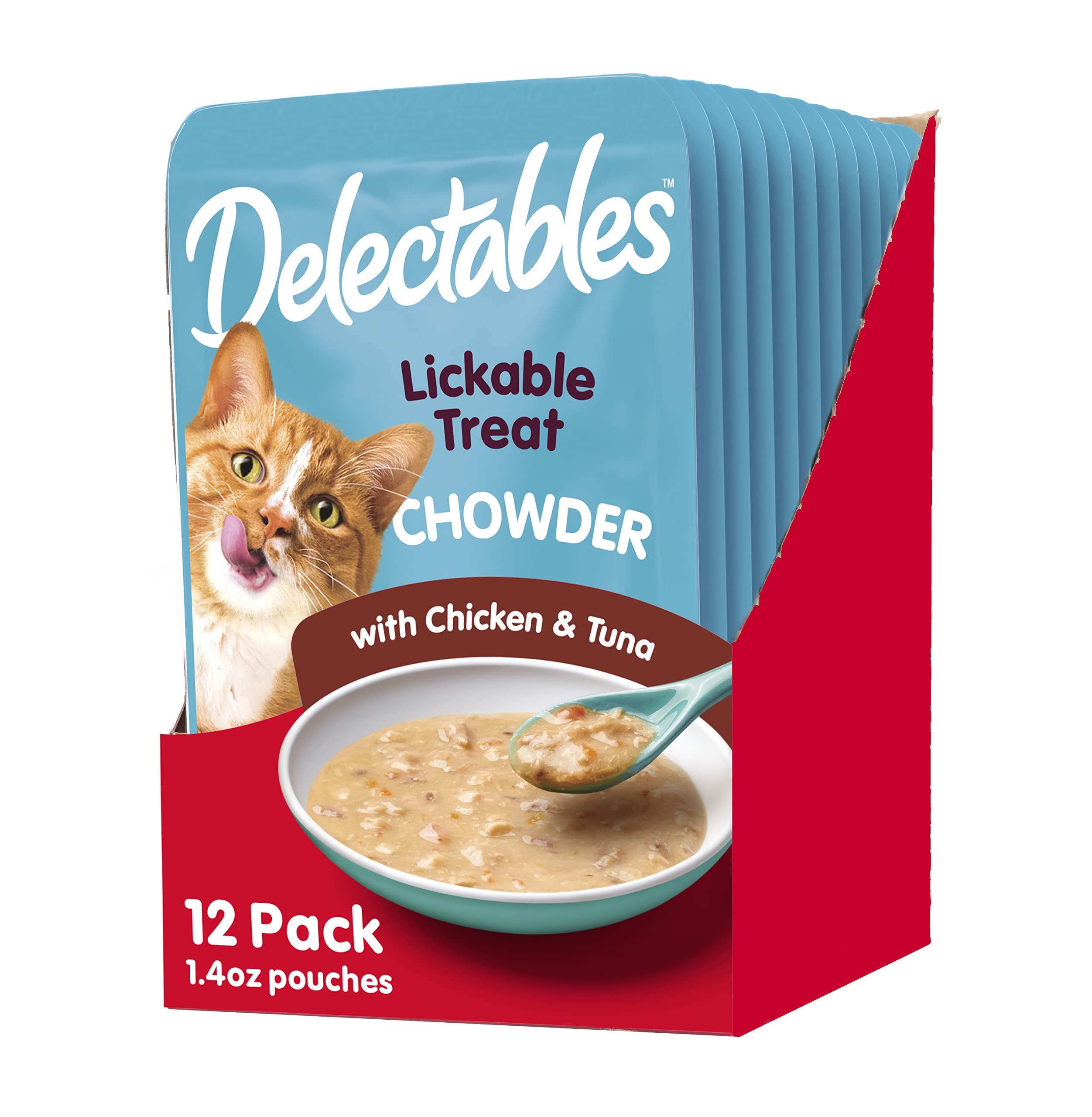 Hartz Delectables Chowder Lickable Wet Cat Treats for Kitten, Adult & Senior Cats, Chicken & Tuna, 1.4 Ounce (Pack of 12)