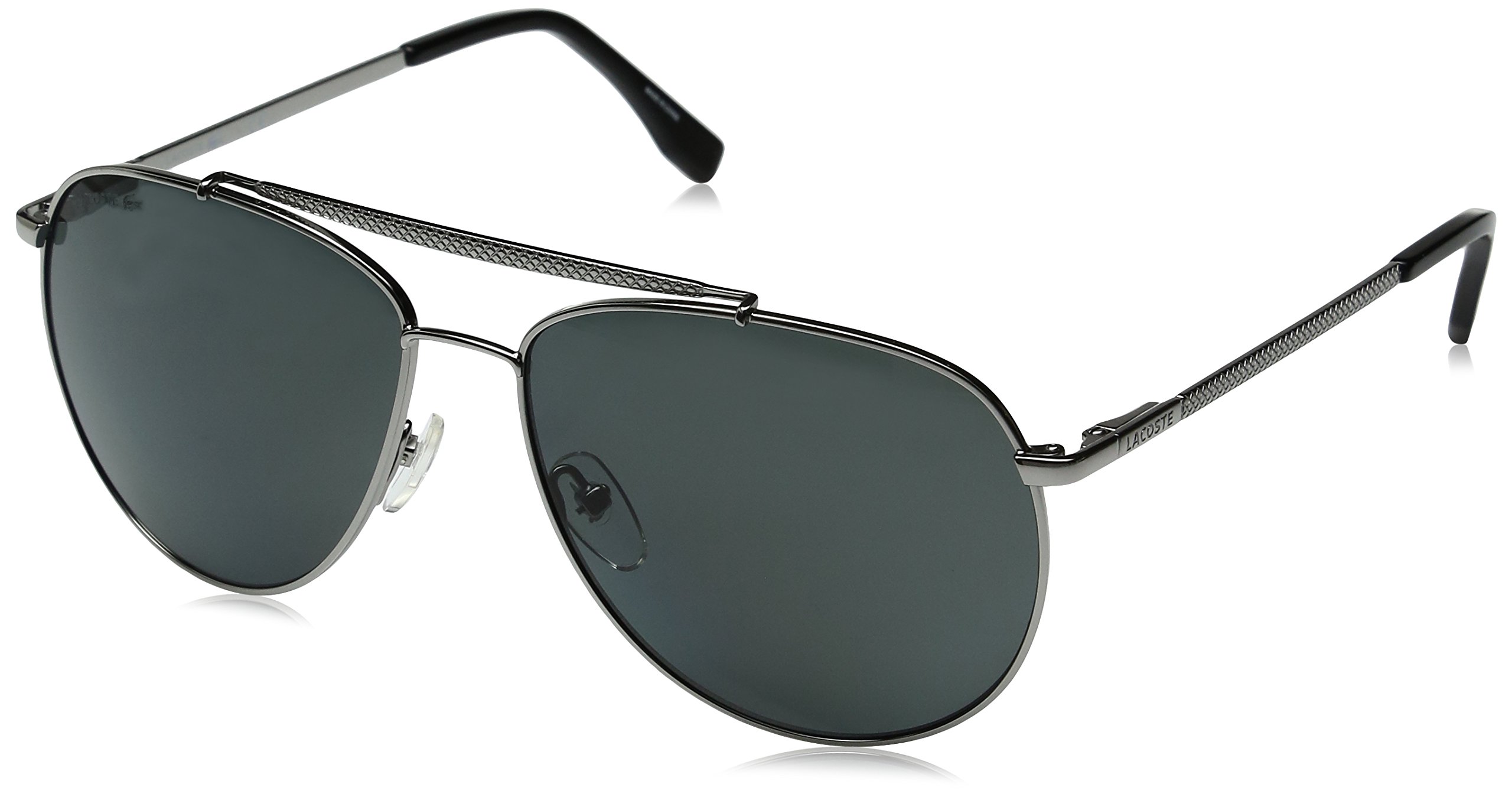 Lacoste Men's L177S Aviator Sunglasses, Gunmetal/Grey Polarized, 59 mm