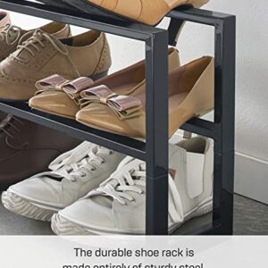 Yamazaki Home Expanding Shoe Rack, Metal, Adjustable Steel One Size Black