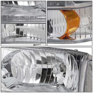 DNA MOTORING HL-OH-F99SD4P-CH-AM Chrome Amber Headlights Replacement Compatible with 99-04 F-250 / F-350 / F-450 / F-550