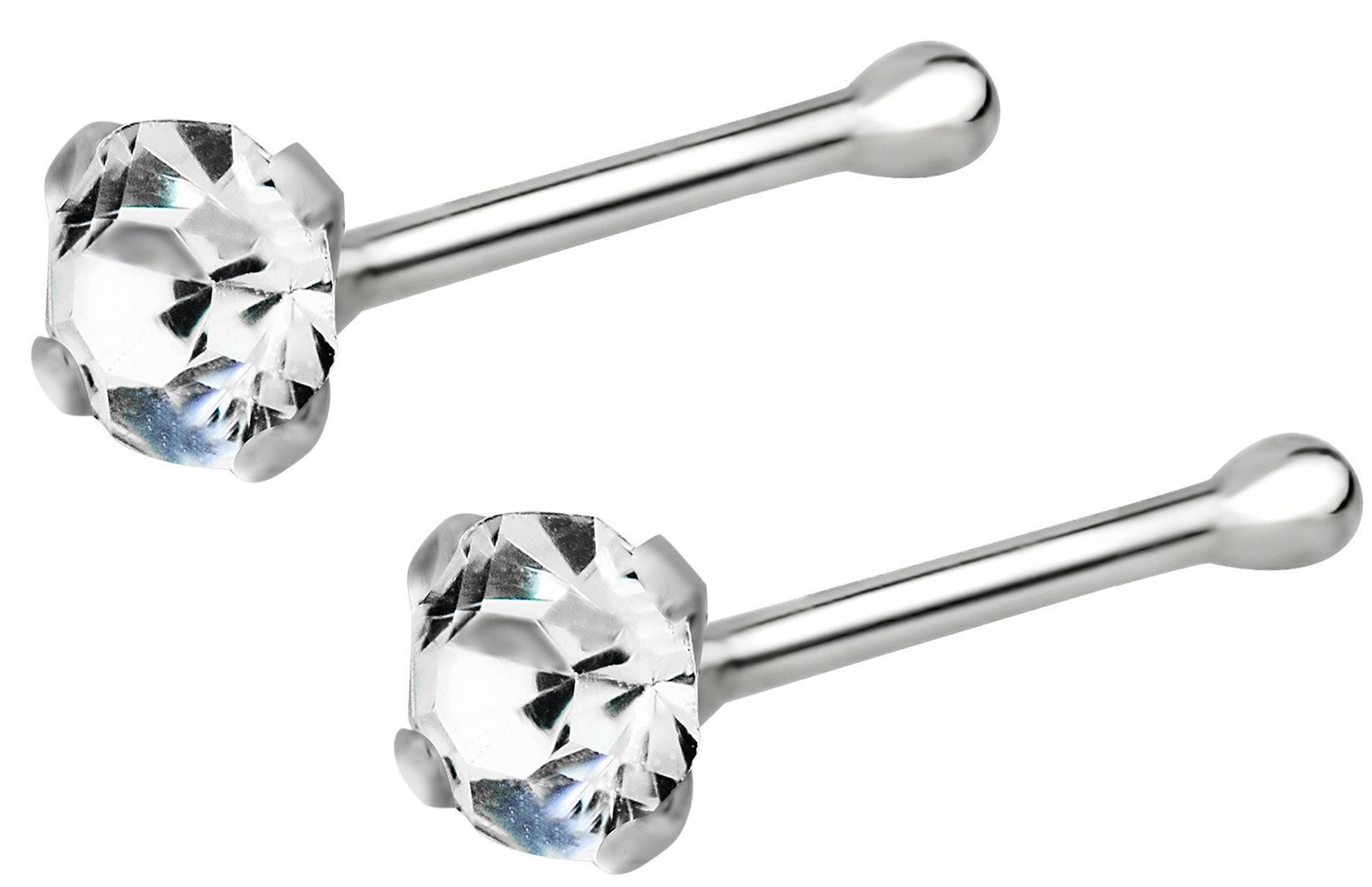 Forbidden Body Jewelry Nose Rings Sterling Silver CZ Simulated Diamond Nose Stud Set 22G