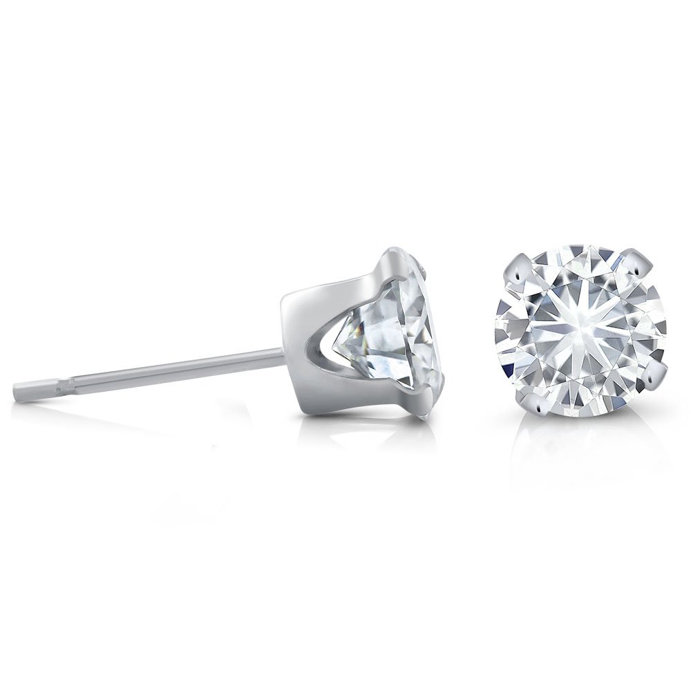 14K White Gold Moissanite Earrings | Round 4.5MM Timeless Brilliant from from Charles & Colvard Stud Earrings | 0.66 Cttw | White Gold Earrings For Women