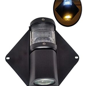 Pactrade Marine Waterproof LED Combo Masthead And Deck Light Vertical Mount For Sailboat Boats Up To 12M, G4 Type Bulb and LED Type