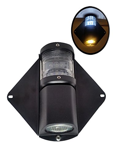 Pactrade Marine Waterproof LED Combo Masthead And Deck Light Vertical Mount For Sailboat Boats Up To 12M, G4 Type Bulb and LED Type