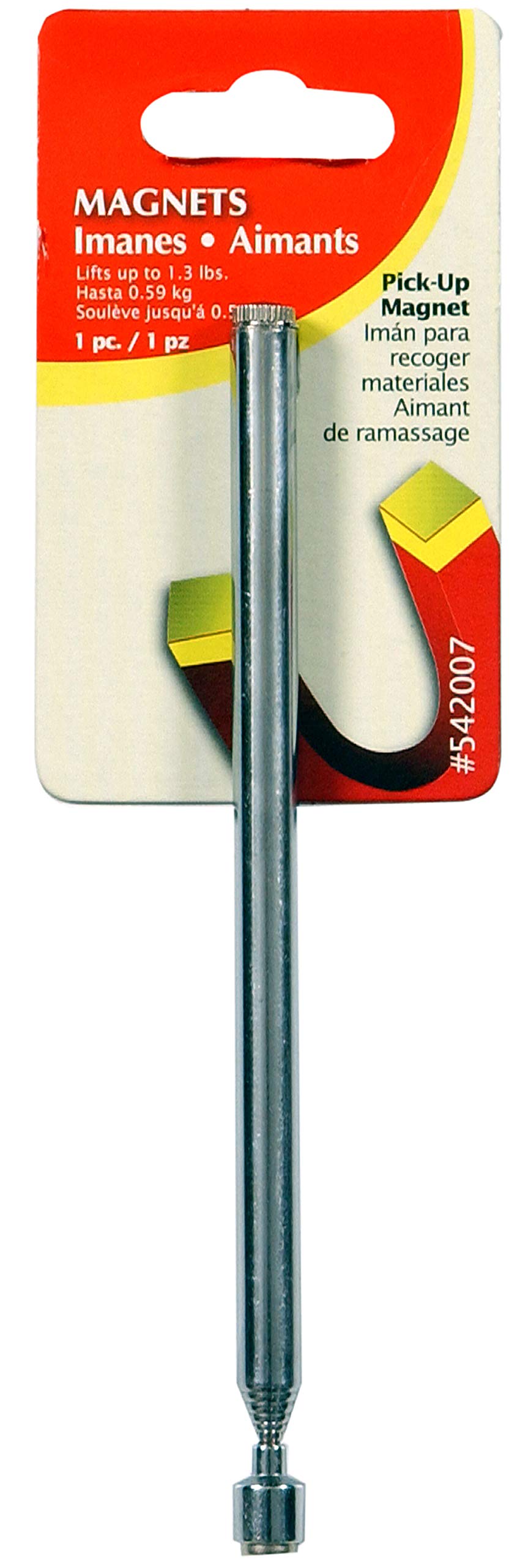 Hillman 542007 Telescoping Pick-Up Magnet, Extends 25", Liftsup To 1.3 Lbs,White