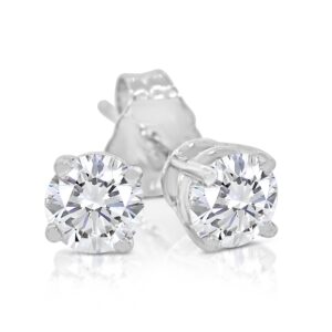 1/2 Carat TW Round Diamond Stud Earring 14k White Golld or Yellow Gold (J-K, I2-I3)