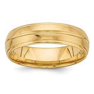 Roy Rose Jewelry 14K Yellow Gold Comfort Fit Grooved Step Down Edge Wedding 6mm Band Ring Size 7