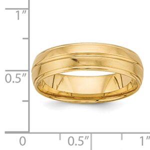 Roy Rose Jewelry 14K Yellow Gold Comfort Fit Grooved Step Down Edge Wedding 6mm Band Ring Size 7