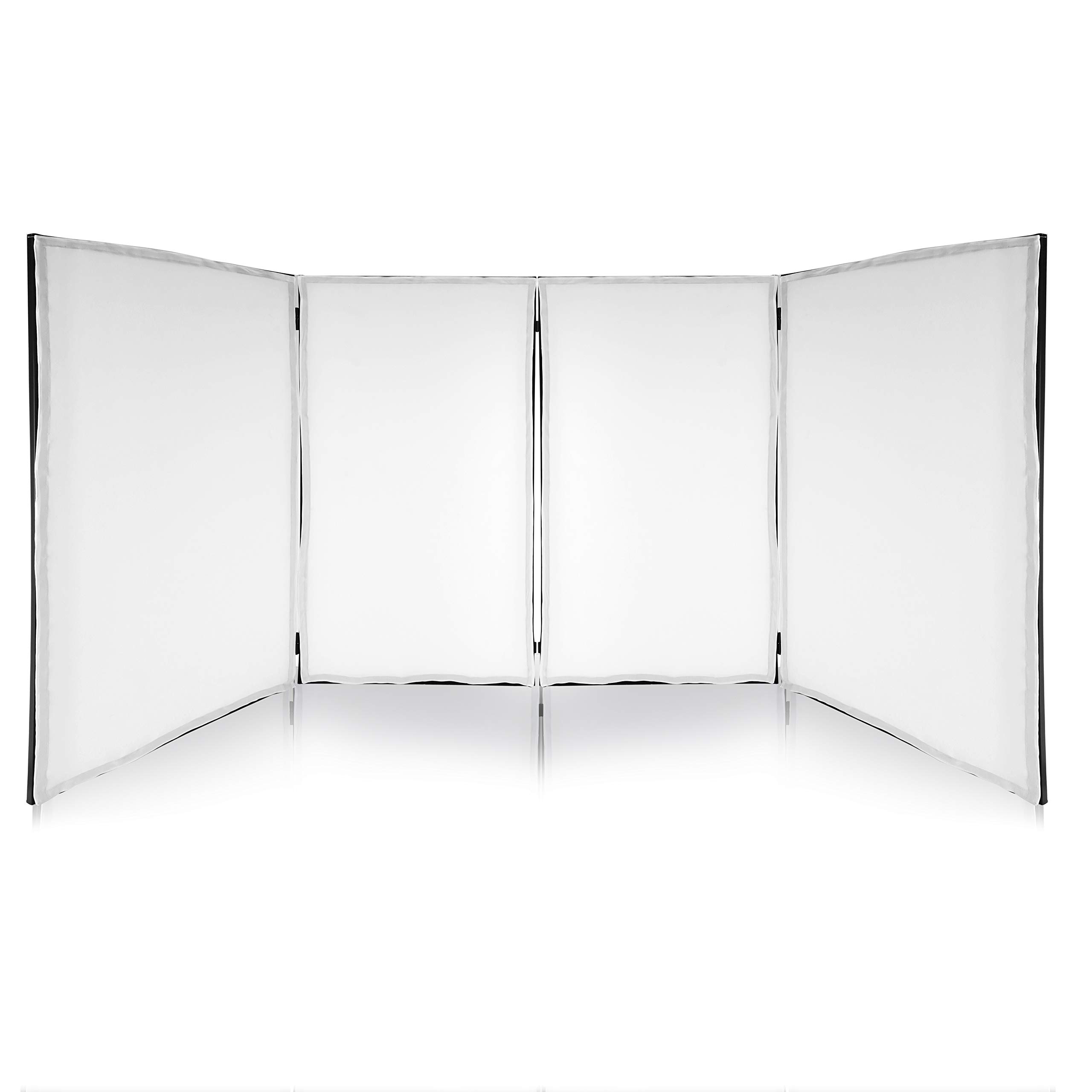 Pyle DJ Booth Foldable Cover Screen - Portable Event Facade Front Board Video Light Projector Display Scrim Panel with Folding Steel Frame Stand, Stretchable Material - PDJFAC12 (48"x24.2"x46" White)