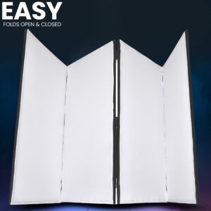 Pyle DJ Booth Foldable Cover Screen - Portable Event Facade Front Board Video Light Projector Display Scrim Panel with Folding Steel Frame Stand, Stretchable Material - PDJFAC12 (48"x24.2"x46" White)