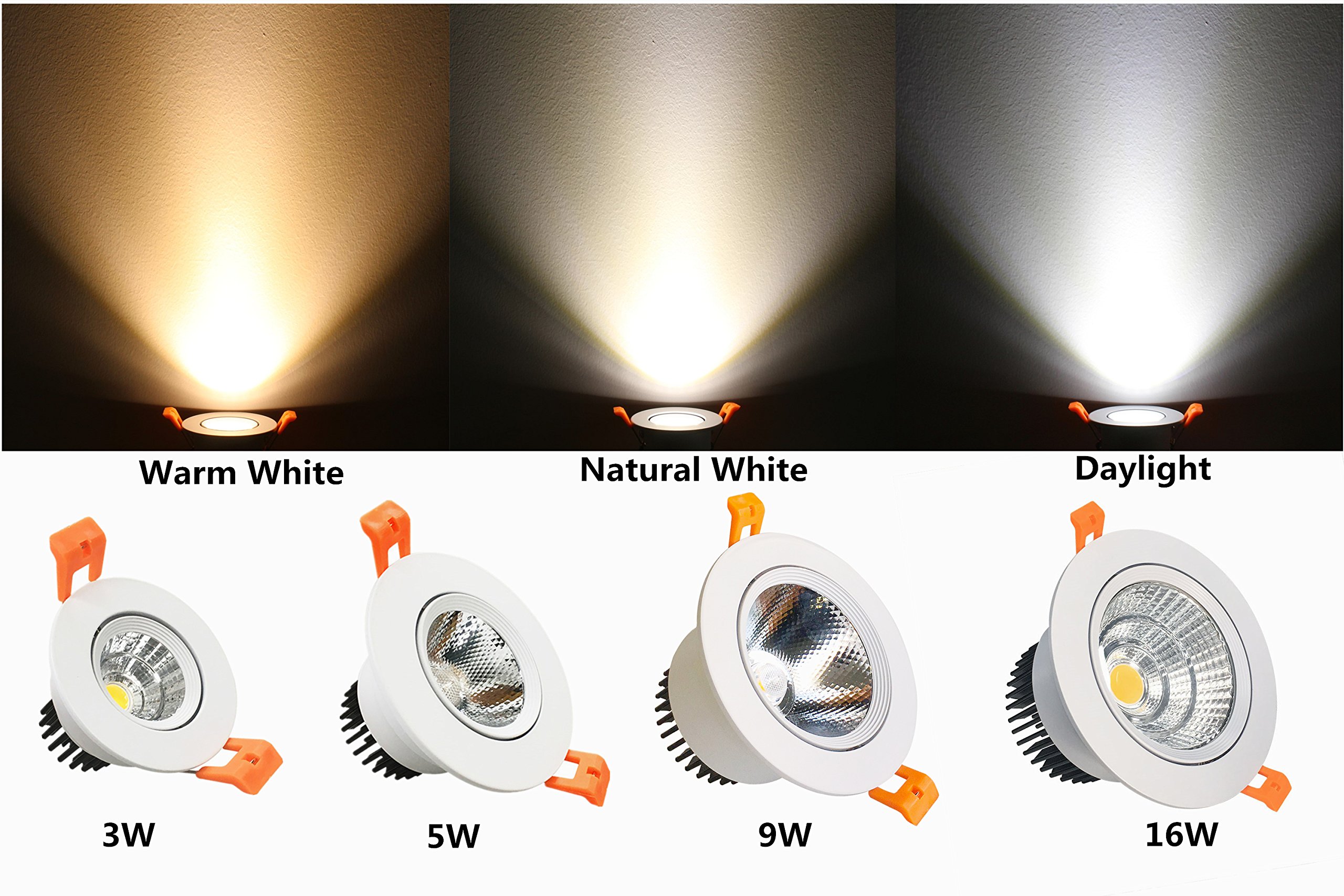 LightingWill 2inch LED Dimmable Downlight, 3W COB Recessed Ceiling Light, Natural White 4000K-4500K, CRI80, 25W 220LM Halogen Bulbs Equivalent, White (4 Pack)