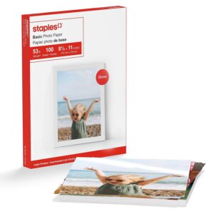 Staples 651611 Basic Glossy Photo Paper 8.5-Inch X 11-Inch 100/Pack (19900/13607)