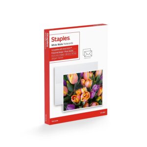 Staples 610397 Inkjet Notecards 5 1/2-Inch X 4 1/4-Inch Matte 100/Pack