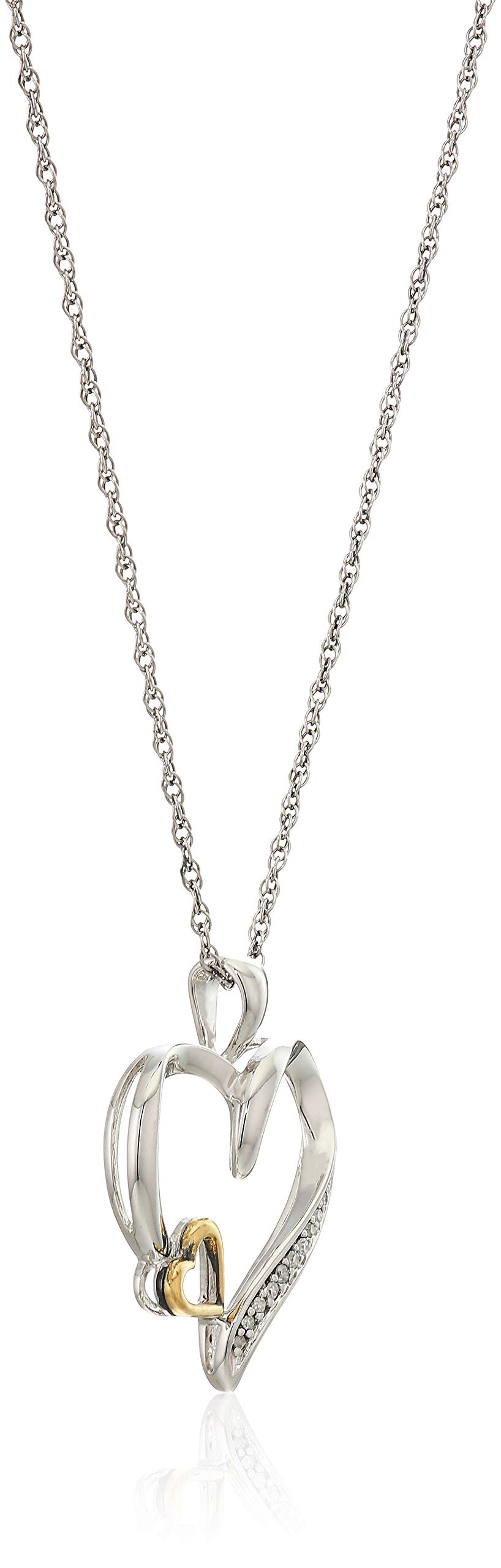 NATALIA DRAKE Dainty Open Diamond Heart Necklace for Women in 10K Yellow Gold and Rhodium Plated 925 Sterling Silver